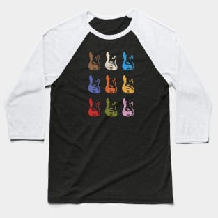 Bass Guitar Bodies Colorful Theme Baseball T-Shirt